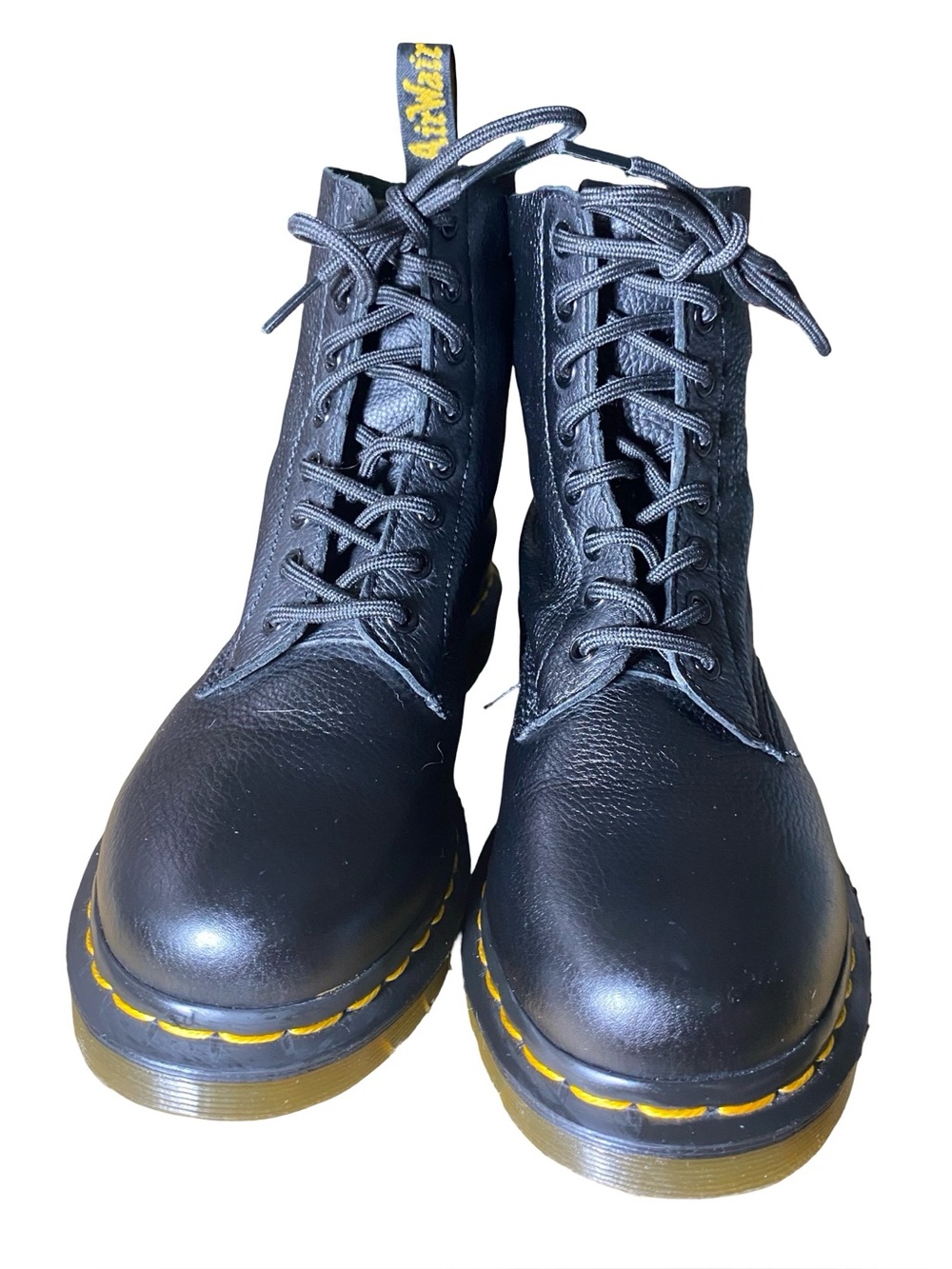 Dr. Martens 1460 Pascal Black Soft Pebbled Leather 8-Eye Combat Lace Up Boots